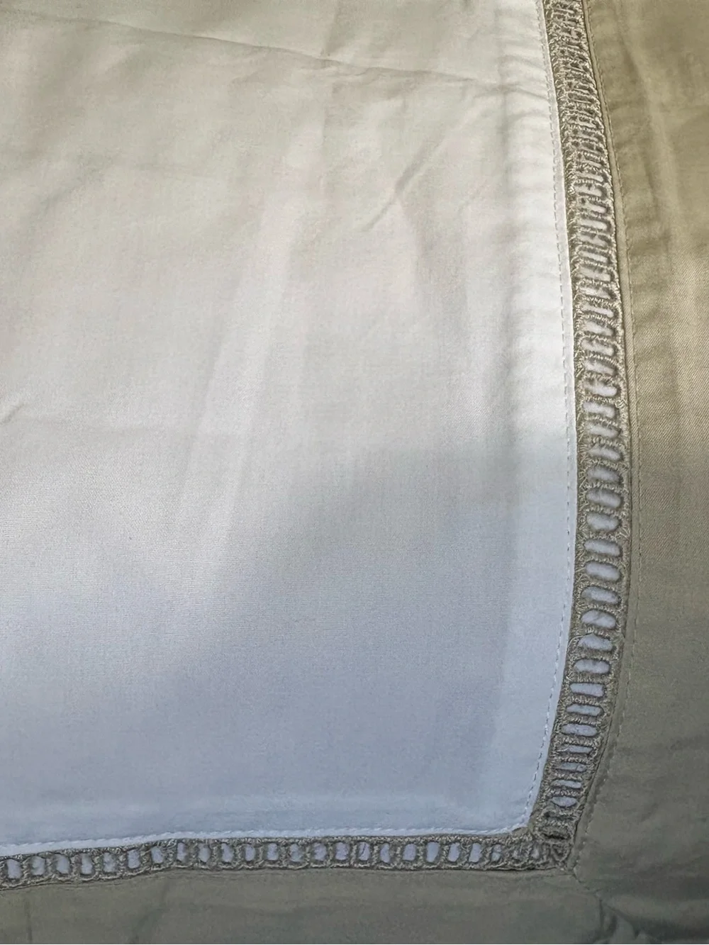 Pottery Barn Classic Cotton White Tan Colorblock KING Duvet Ladder Stitch NWOT